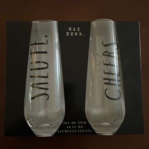 Rae Dunn Set if two 10 fl oz strapless Flutes